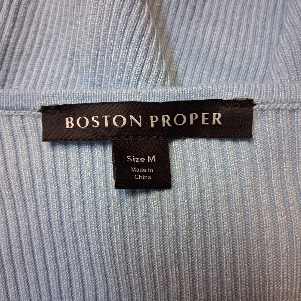 Boston Proper Light Blue Ribbed Tank Top Women Size M - Picture 3 of 12